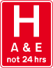 Hospital ahead with accident and emergency facilities