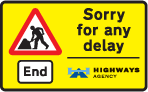End of road works and any temporary restrictions including speed limits 
