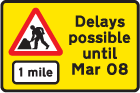 Road works one mile ahead  road sign