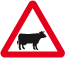 Cattle in road road sign