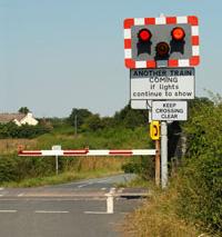 level-crossing with warning light